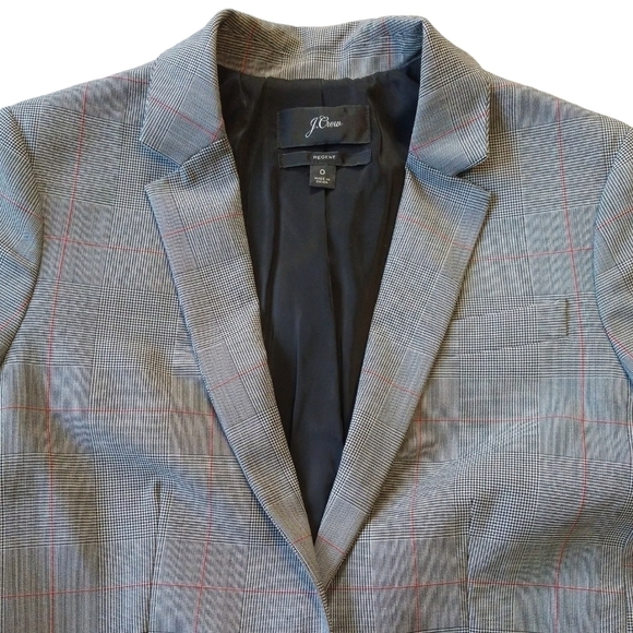 J. Crew Regent Wool Blend Gray Glen Plaid Blazer Mini-Houndstooth Preppy K3781 - Picture 5 of 10